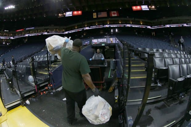 post event workers cleaning