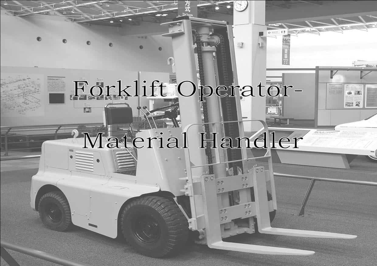 Forklift Operator Material Handler Personnel Plus Inc