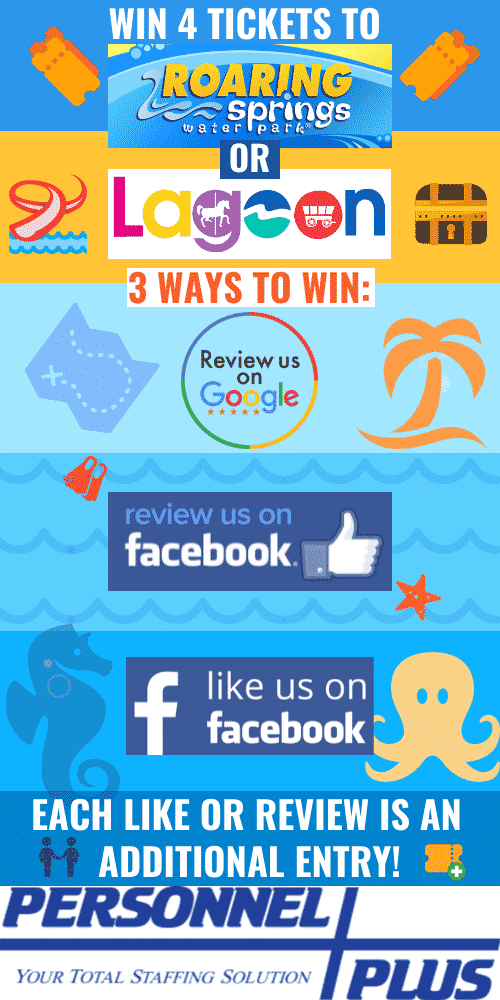 Personnel Plus, Inc. Roaring Springs Tickets Contest personnel plus inc roaring springs and lagoon tickets contest